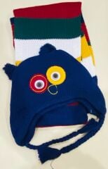 Silversun Unisex Lacivert Bebek Triko Atkı Bere Set – Kışlık, Yumuşak Triko