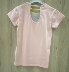 Kız Tişört | Pembe Sırt Detaylı Baskılı Model