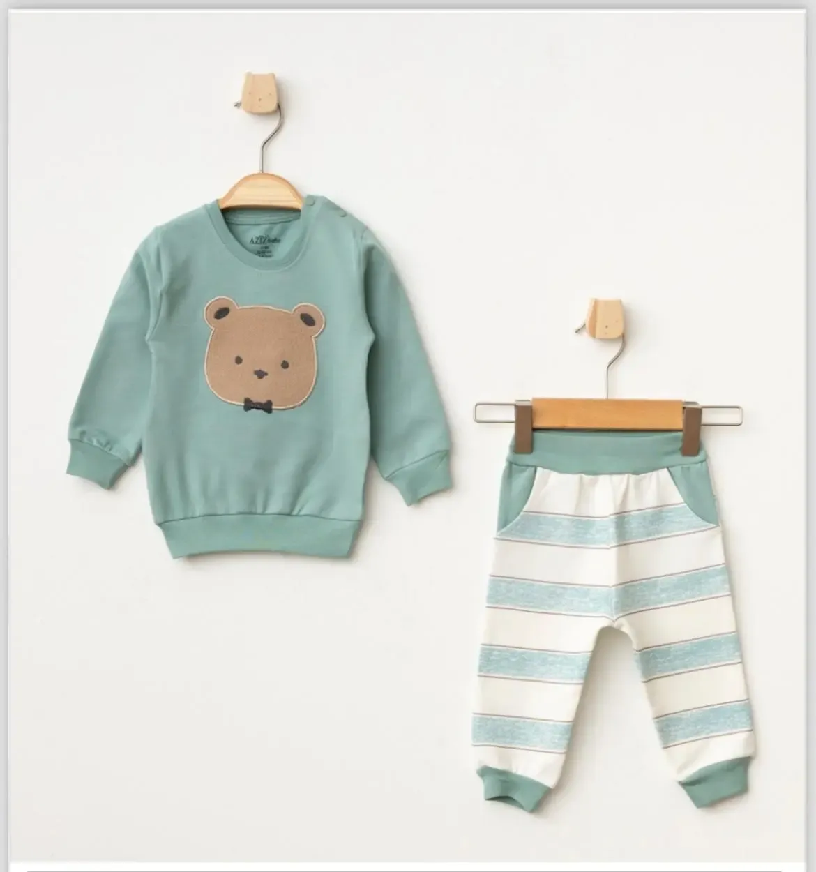 Erkek Bebek 2’li Set | Ayıcık Desenli Takım