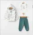 Kız Bebek 3’lü Şapkalı Patikli Set | %100 Pamuk | Yenidoğan Bebek Takımı