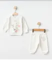 Kız Bebek Ekru 2’li Set | Badi ve Alt | %100 Pamuk