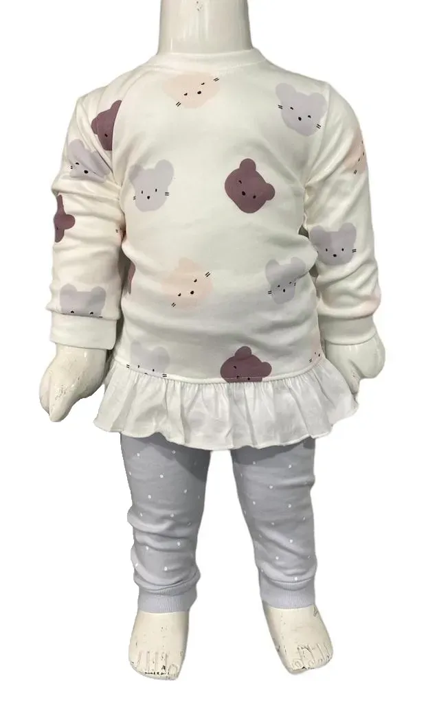 Kız Bebek 2'li Set | Etek Ucu Fırfırlı ve Badi | %100 Pamuklu