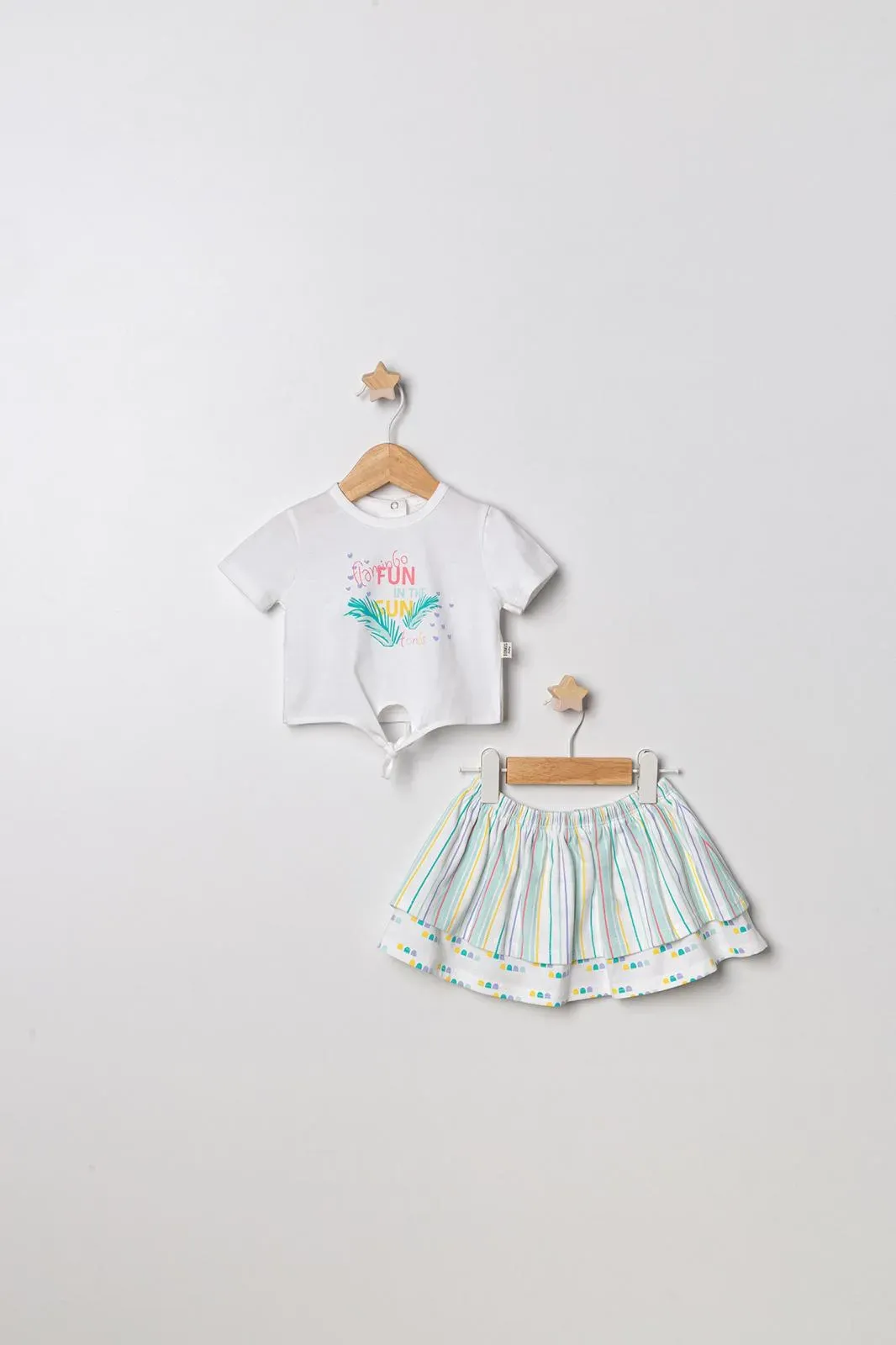 Flamingo Etekli 2'li Takım Kız Bebek | %100 Pamuk, Şık ve Rahat