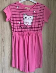 Kız Kedi Elbise | Fuşya Pembe Sevimli Stil