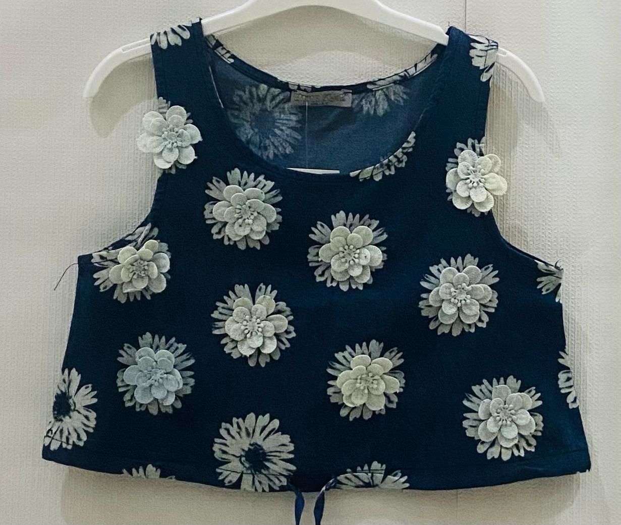Denim Papatya Set | Lacivert Çiçek Detay | Cağass