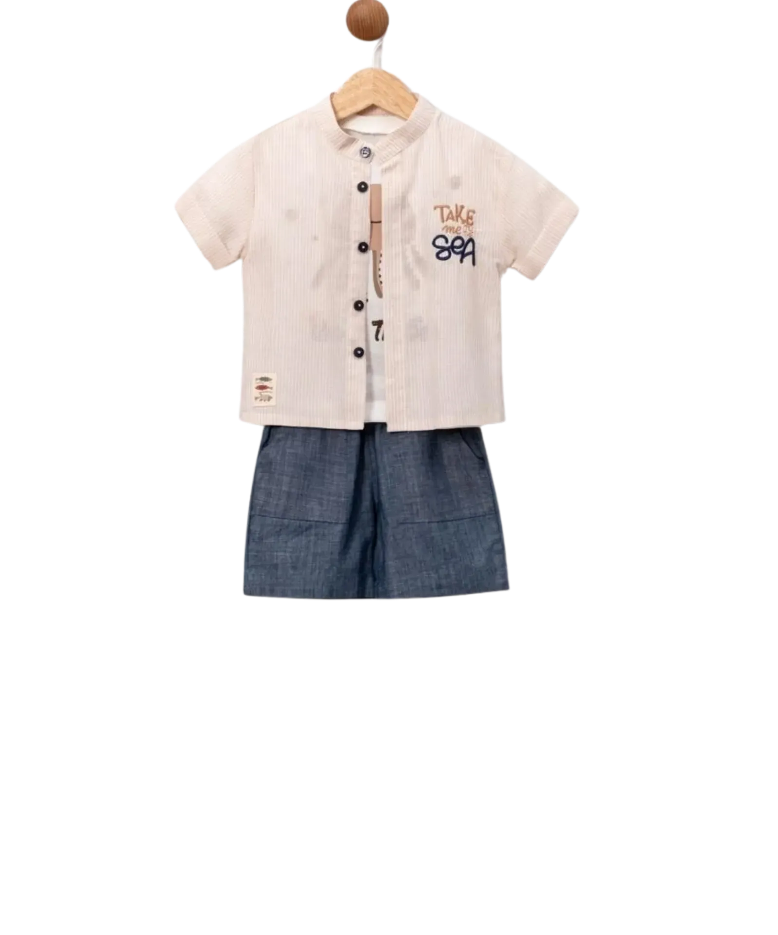Erkek Bebek Takım 3’lü Set – Sarı | Yazın Enerjisini Taşıyan Şık ve Rahat Kombin