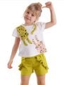 Muzip Kediler Fırfırlı Kız Çocuk T-shirt Şort Takım
