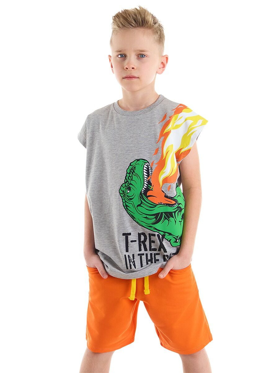 T-Rex Alev Erkek Çocuk Kolsuz T-shirt Şort Takım