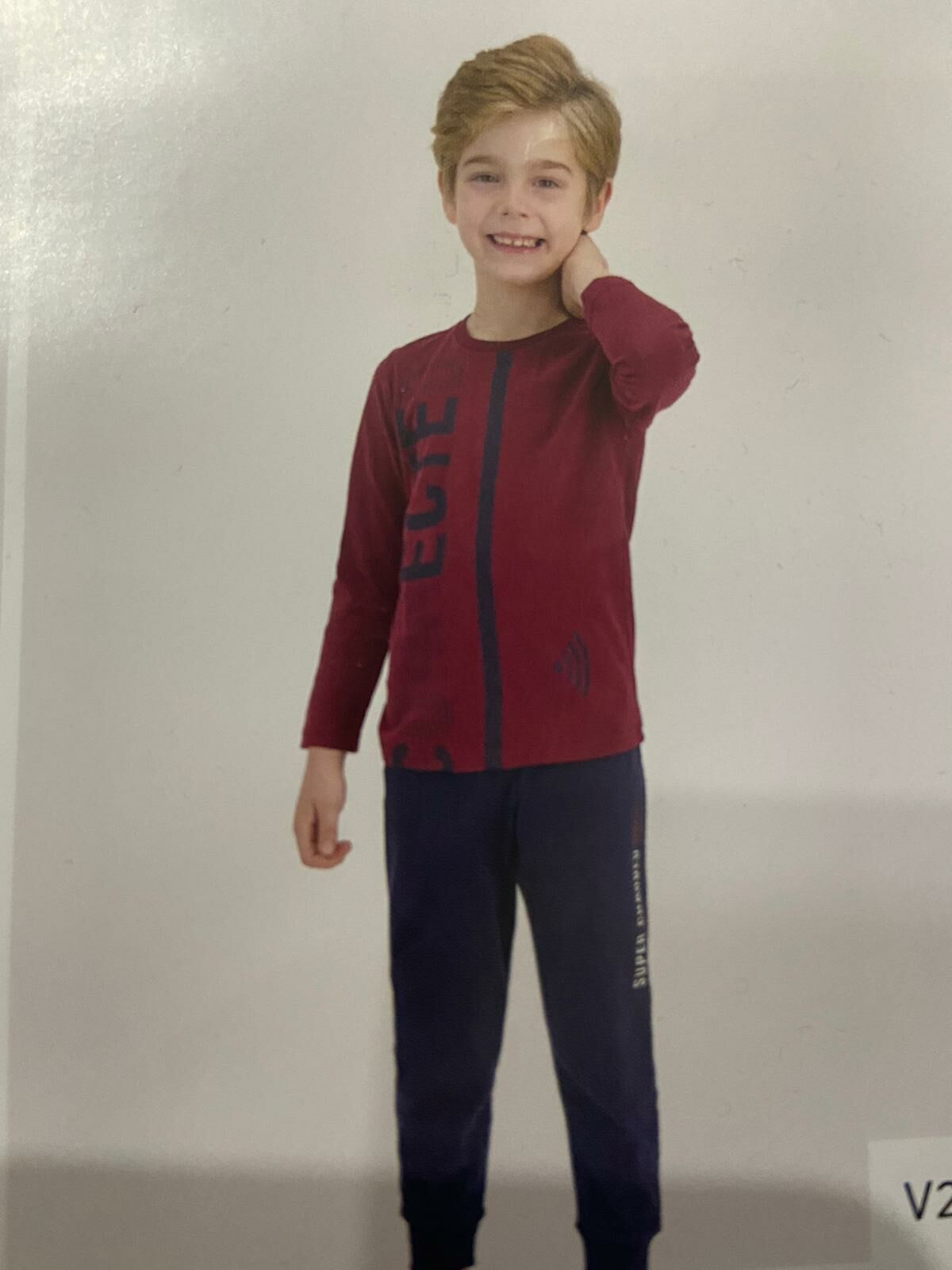 Erkek Pijama Takımı | Bordo Siyah Konfor 4-5 Yaş