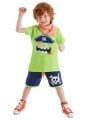 Erkek Çocuk 3D Yeşil Korsan T-shirt Şort Bandana Set