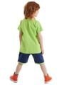 Erkek Çocuk 3D Yeşil Korsan T-shirt Şort Bandana Set