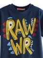 Rawr Erkek Çocuk T-shirt Şort Takım | Yazlık Dino Baskılı %100 Pamuk Set