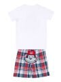 Deno Monkey Plaid Erkek Çocuk T-shirt Şort Takım | Yazlık %100 Pamuk Desenli Set