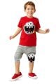 Deno Mr. Laugh Erkek Çocuk T-shirt Şort Takım | Yazlık %100 Pamuk Eğlenceli Desenli Set