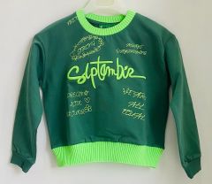 Cichild 2 İplik Şardonlu Kız Çocuk Sweatshirt – Neon Baskı ve Nakış Detaylı
